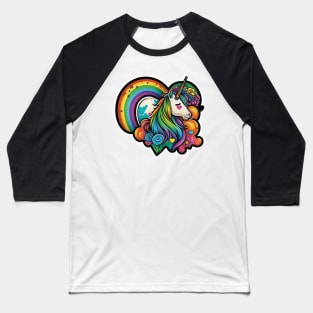 Groovy Psychedelic Unicorn Baseball T-Shirt